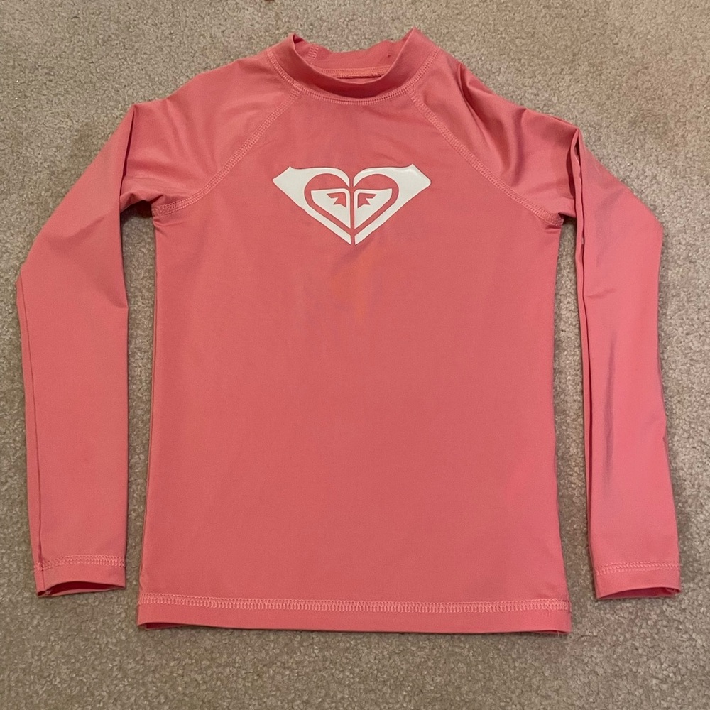 Roxy Coral Pink Long Sleeve Logo Rash Guard